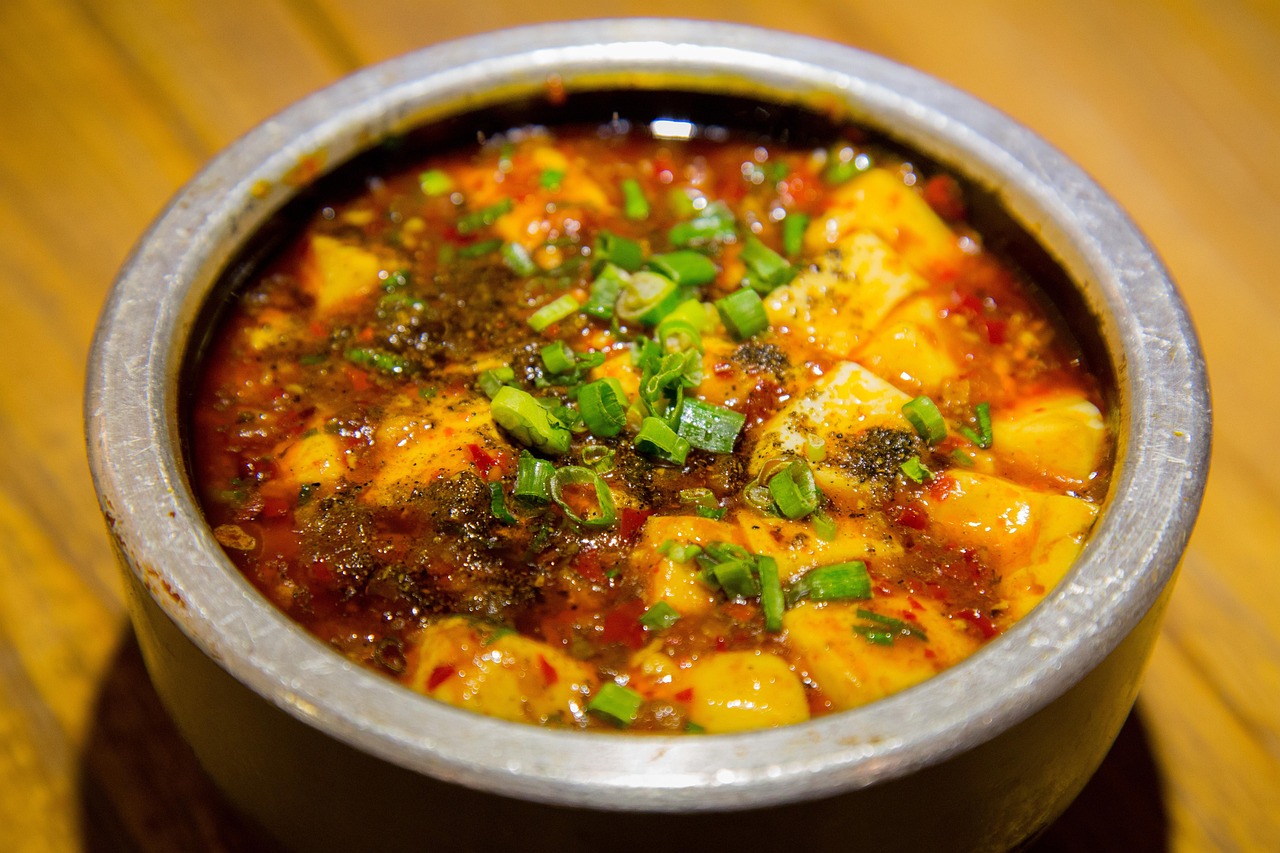 一碗撒了葱花的麻婆豆腐
